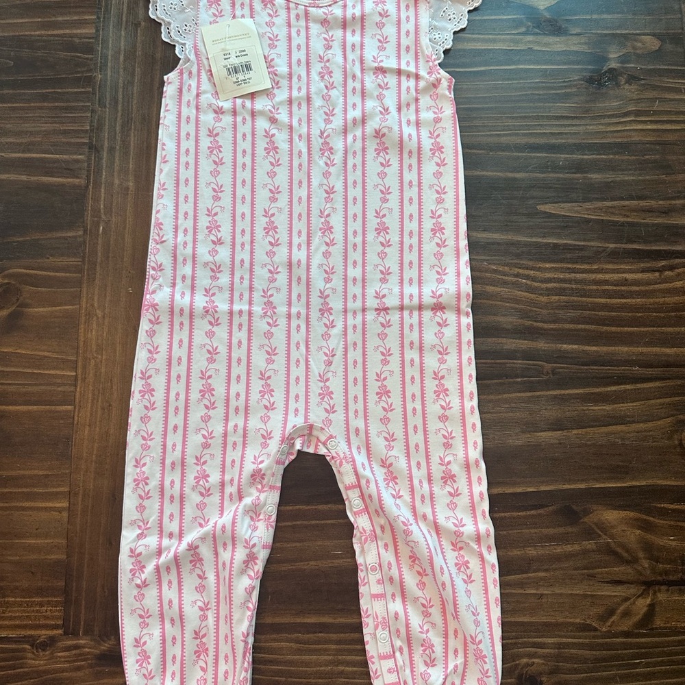 2T-The Beaufort Bonnet Company Pink and White Floral Romper